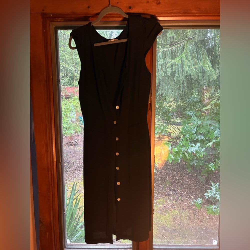 American Tall Button Up Cap Sleeve Knee Length Dress, size L Extra Tall